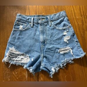 Levi's Ripped Blue Jean Shorts